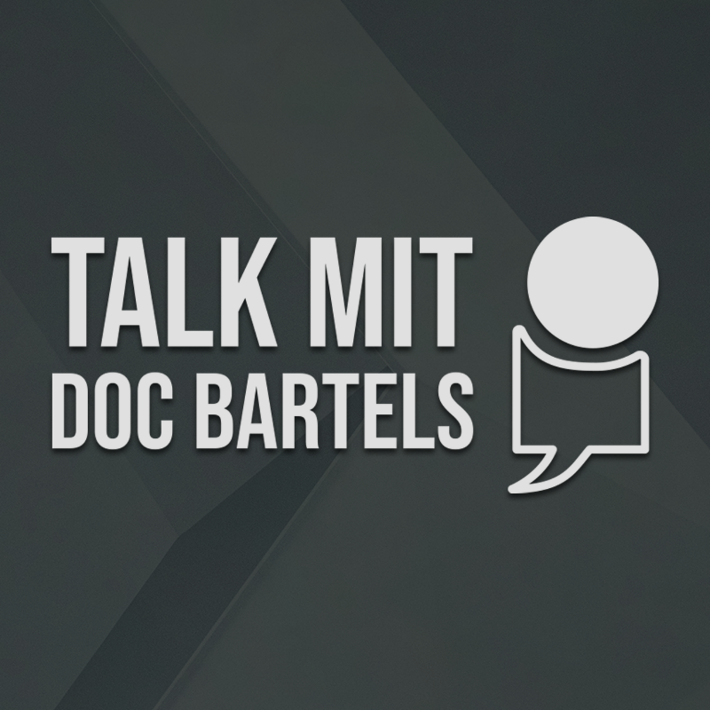 Logo mit Schriftzug Talk mit Doc Bartels links und Sprechblase rechts